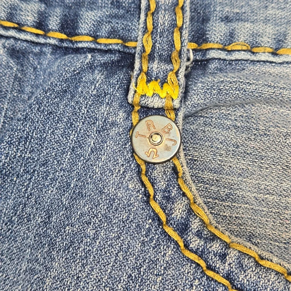 True Religion Billy Super T Distressed Jeans Blue Straight Leg USA Vintage Y2K
